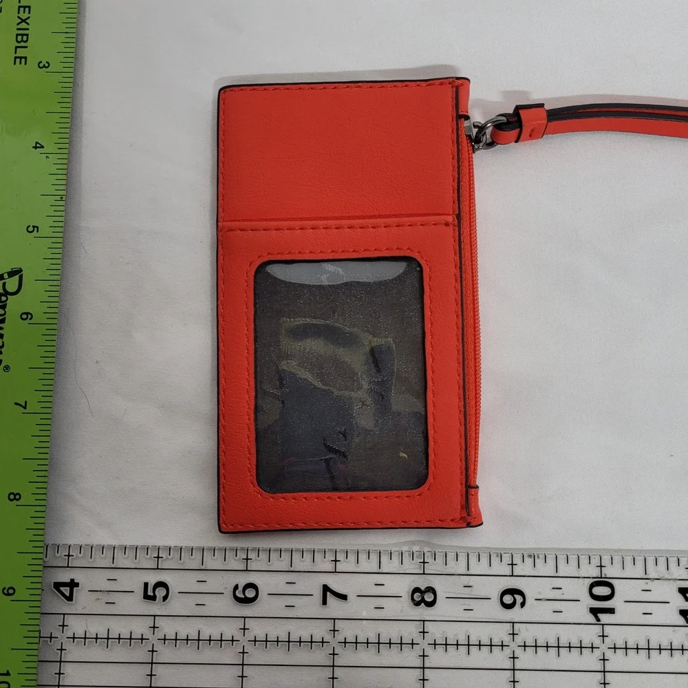 Simply Vera Vera Wang Orange Faux Leather Card Case Wristlet Wallet ID Window